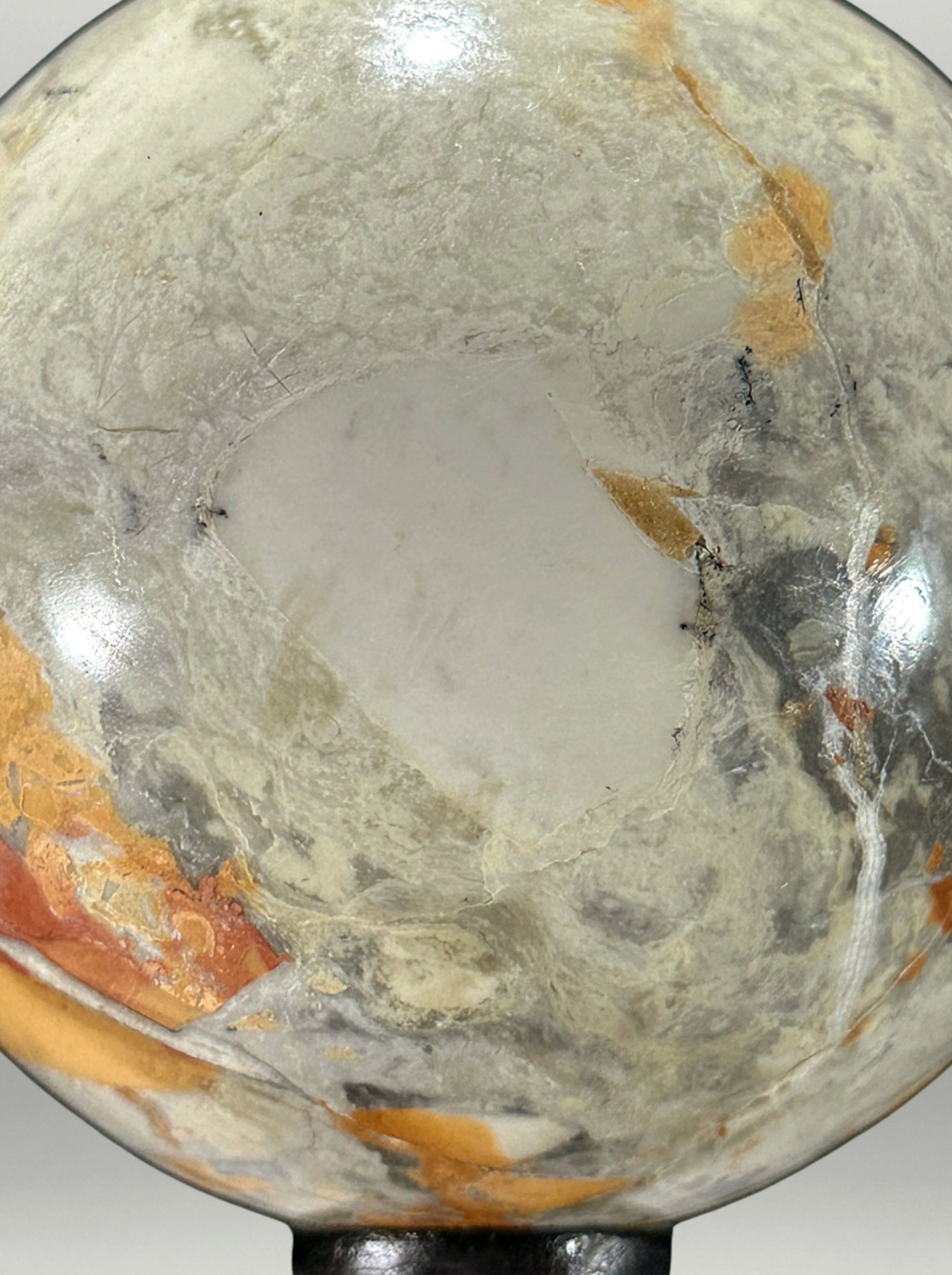Pair of polished Maligano jasper spheres on bases – Mineral composition