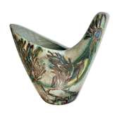 Vase zoomorphisme en céramique décor d'oiseau signé guy Accolay