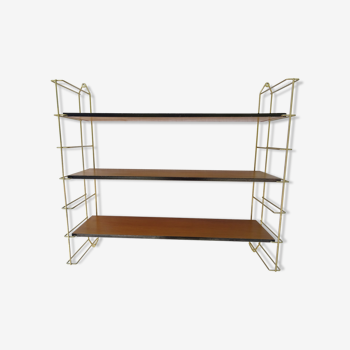 Wall shelf String brass and wood