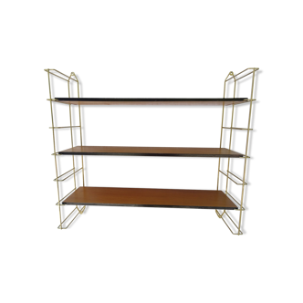 Wall shelf String brass and wood