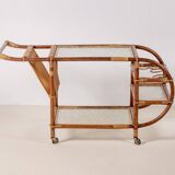 Bar Cart in Bamboo & Rattan, 1950s Denmark