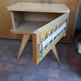 Vintage rattan feet compass bedside table
