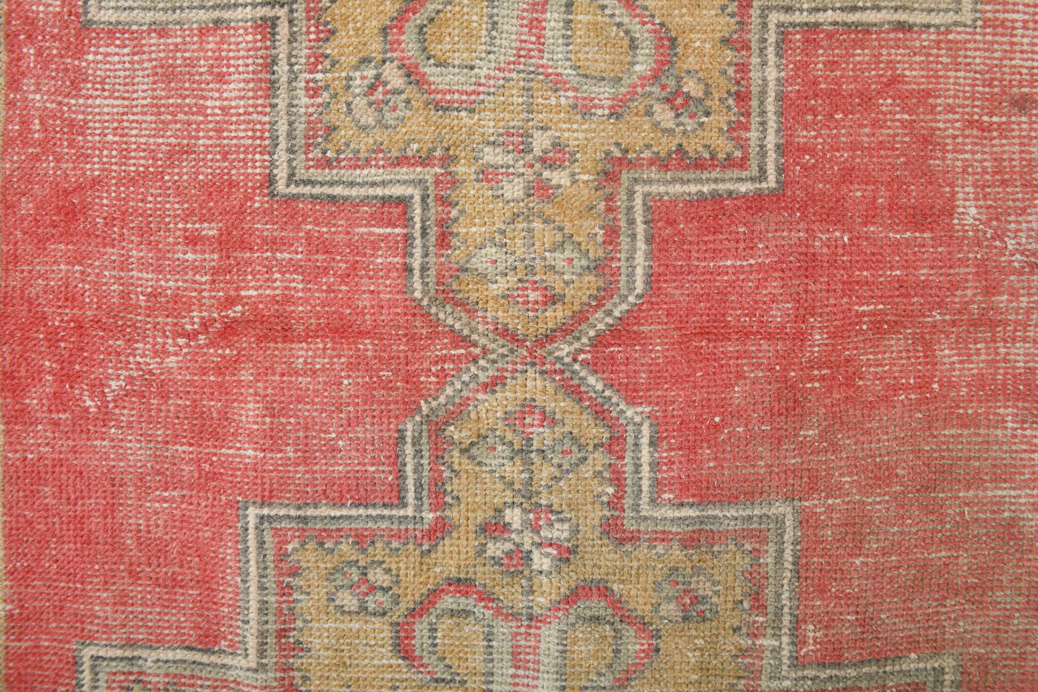 4x8 Red & Beige Geometric Tribal Turkish Rug, 135x252Cm