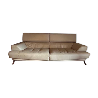Large leather sofa for three people by Roche Bobois.