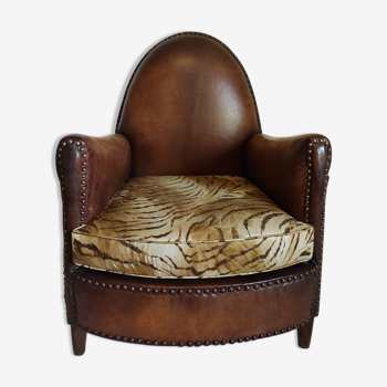 Leather club chair model cathedral circa 1970