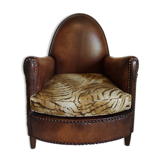 Leather club chair model cathedral circa 1970