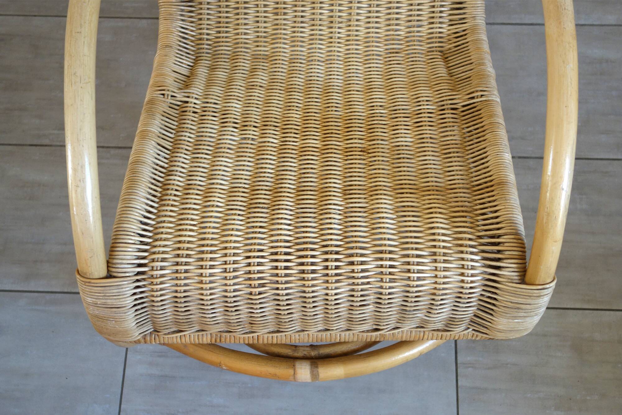 Vintage rattan bamboo rocking chair