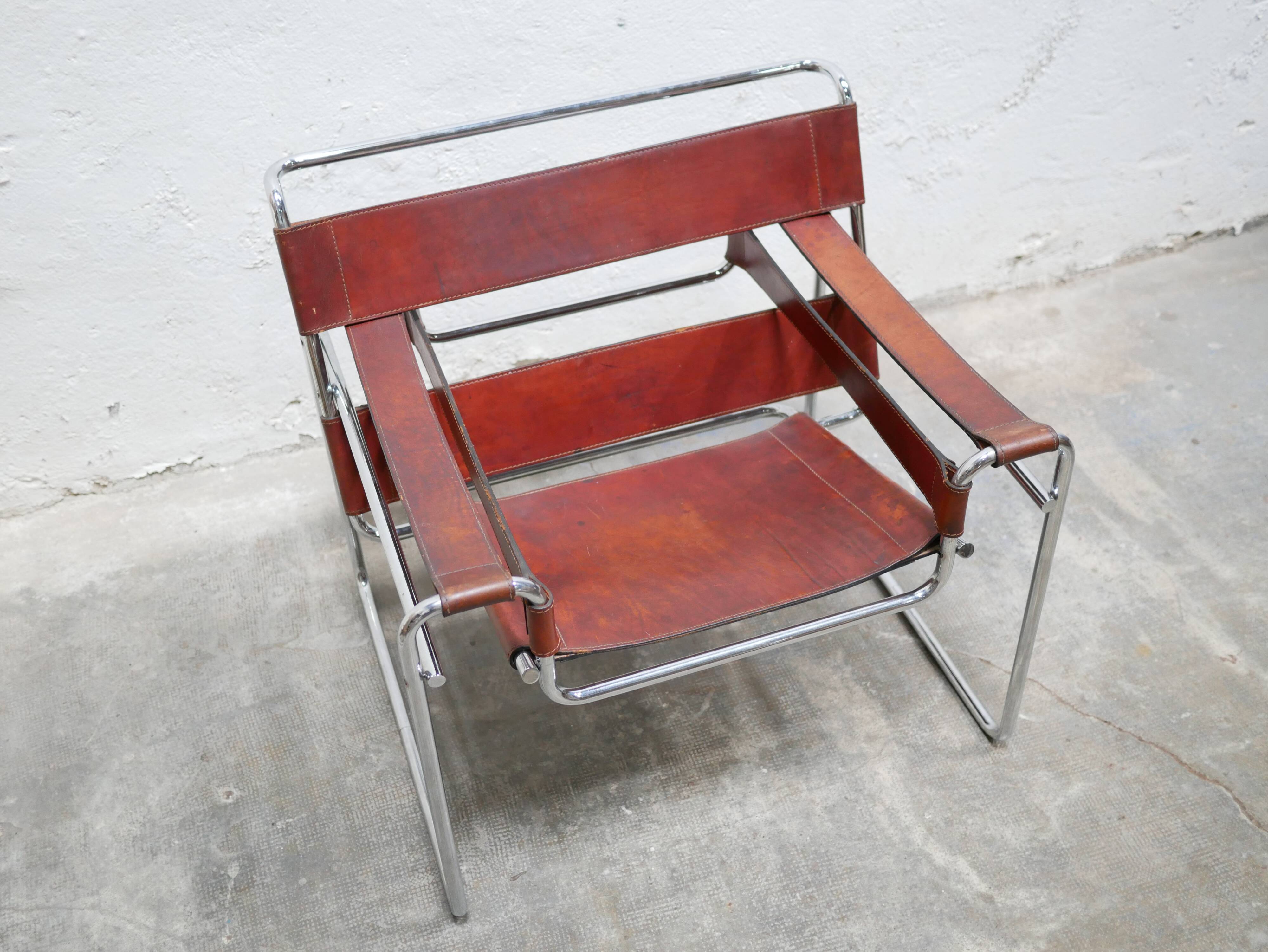 Fauteuil Wassily B3 vintage par Marcel Breuer