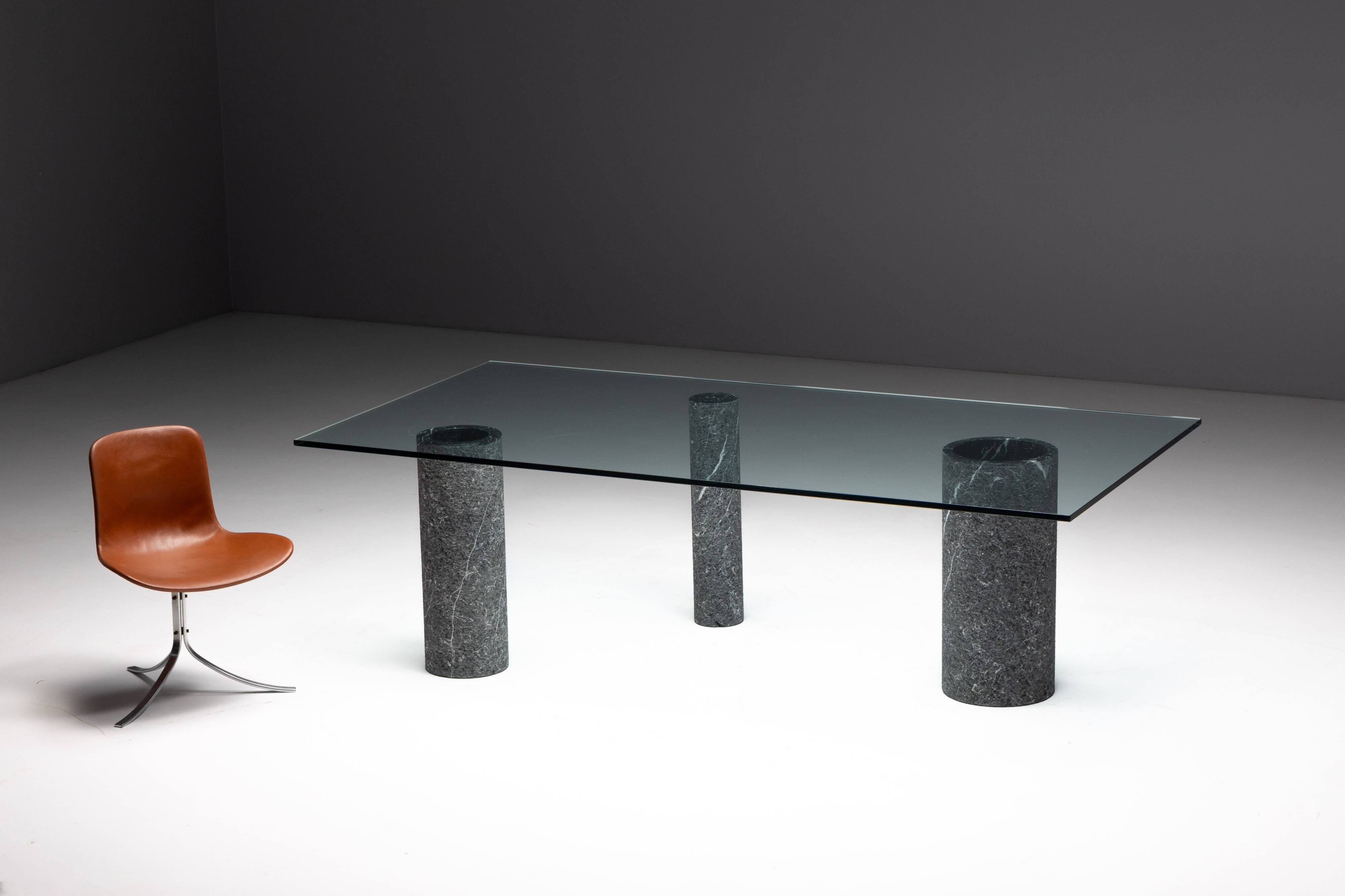 Marble and Glass Dining Table by Massimo Vignelli, Italy, 1980s