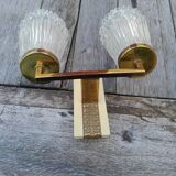 Pair of vintage wall lights from the 50s and 60s in brass glass