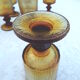 8 amber stemmed glasses