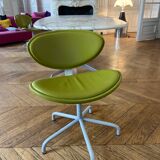 4 swivel sunset chairs CPillet in olive green leather 2000 e