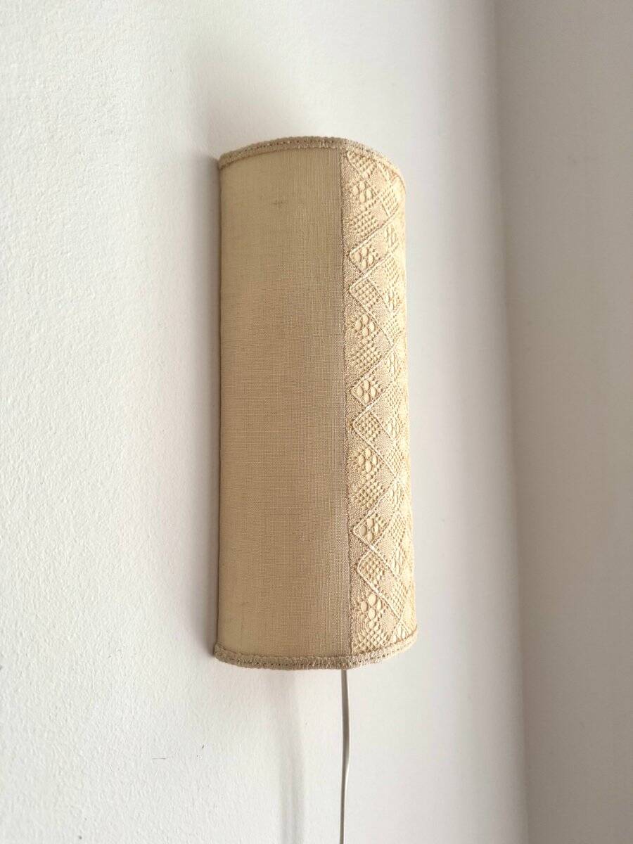 Vintage Swedish textile wall lamps, set of 2