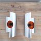 Space Age wall lamps - Brushed and orange aluminium - 1970
