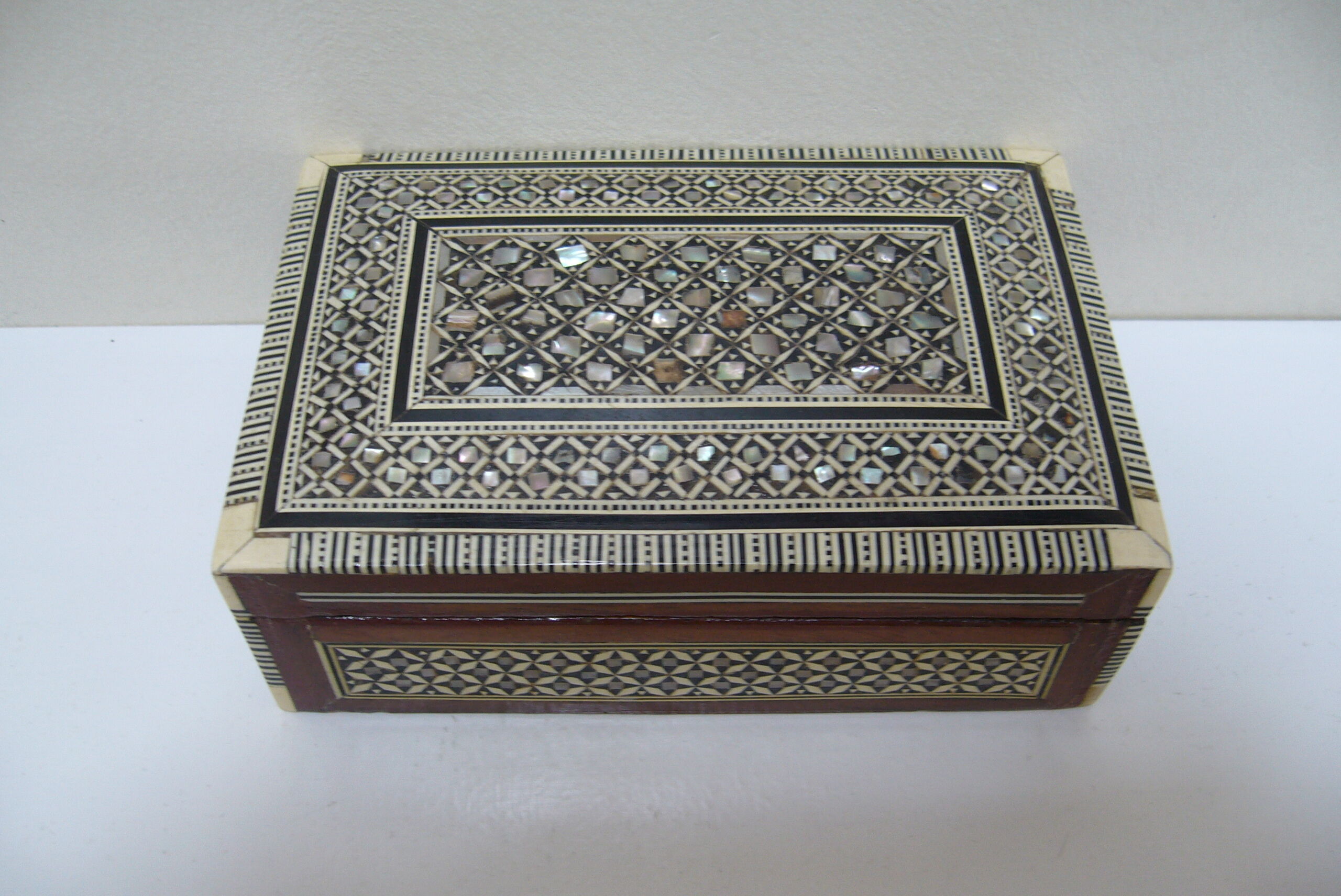 Oriental-style mother-of-pearl wooden box