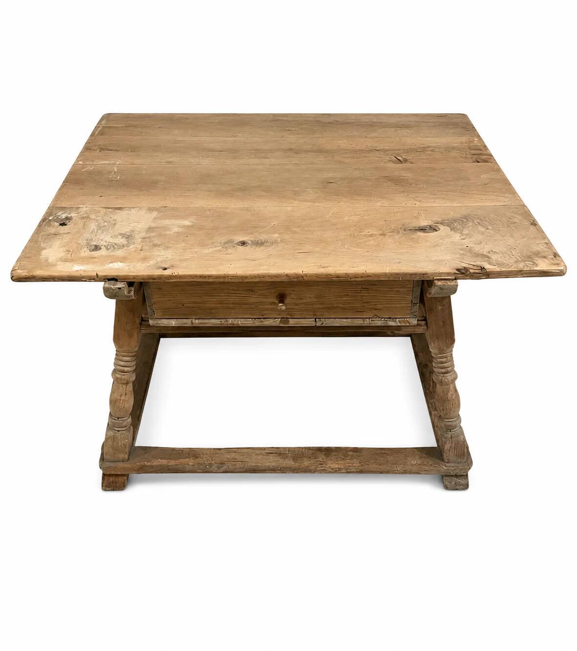 19th-century antique merchant's payment table made of solid wood.