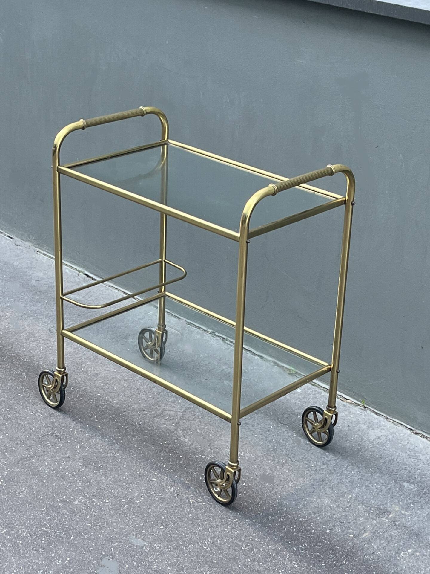 Minimalist solid brass server from the 60s