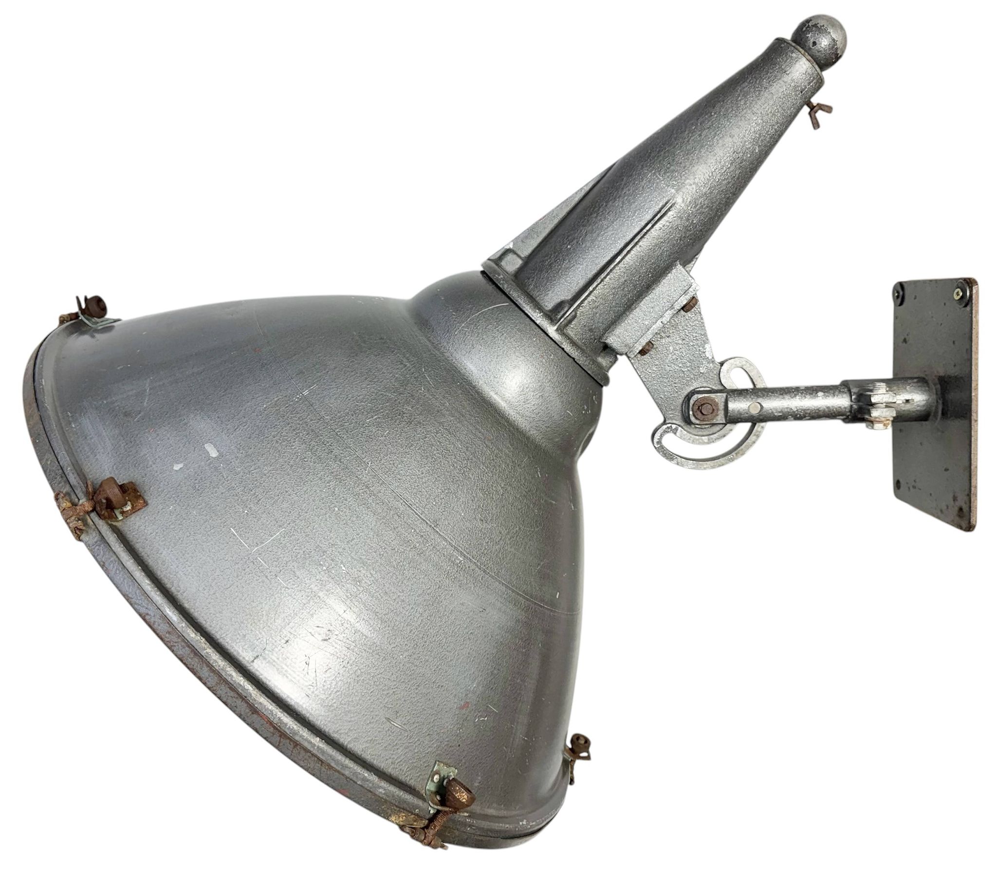 Large Vintage Industrial Aluminium Factory Wall Spotlight, 1970s