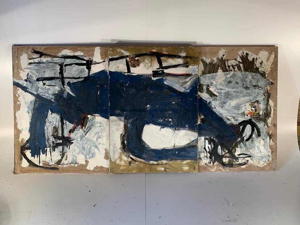 Triptych painting by Jean Dessaigne (1989): Blue mouse
