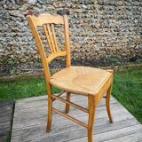 4 Chaises paillées anciennes en hêtre blond