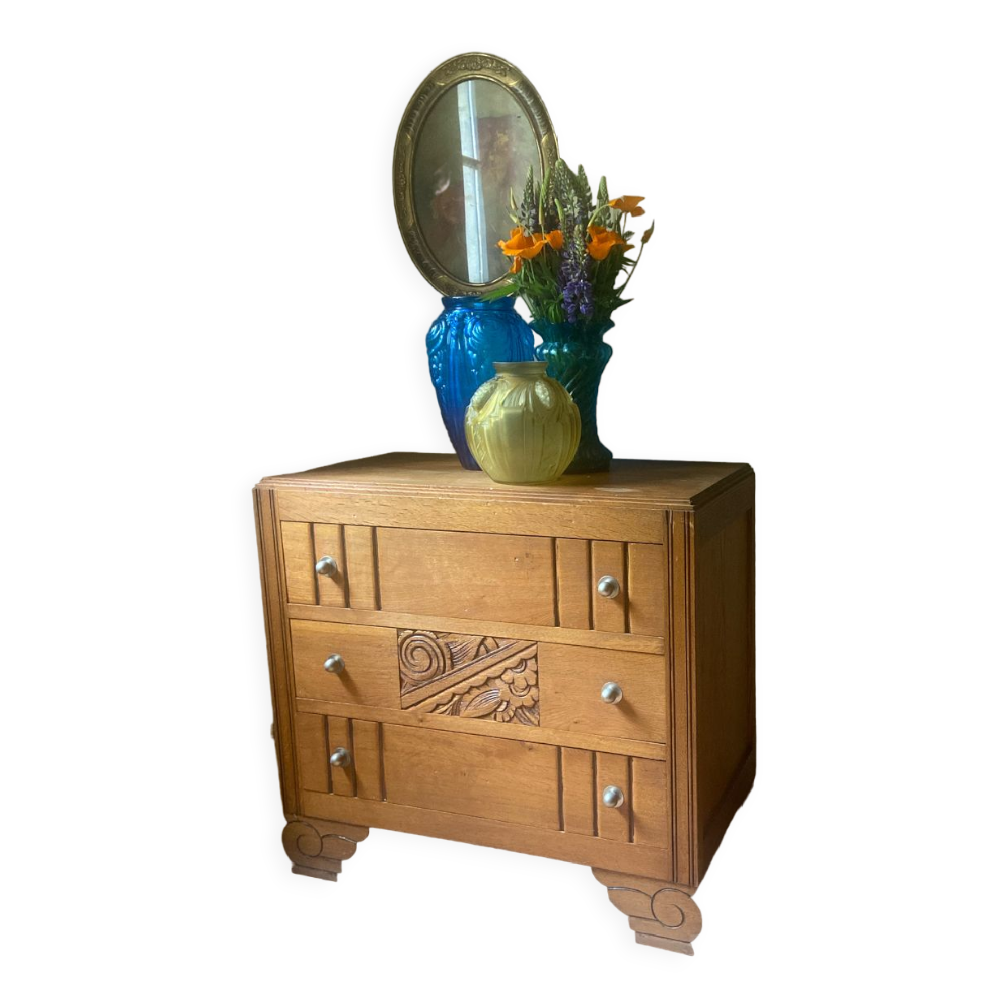 Commode art déco en chêne massif