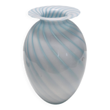 Murano Glass Vase with Light Blue and White Canes, Italy