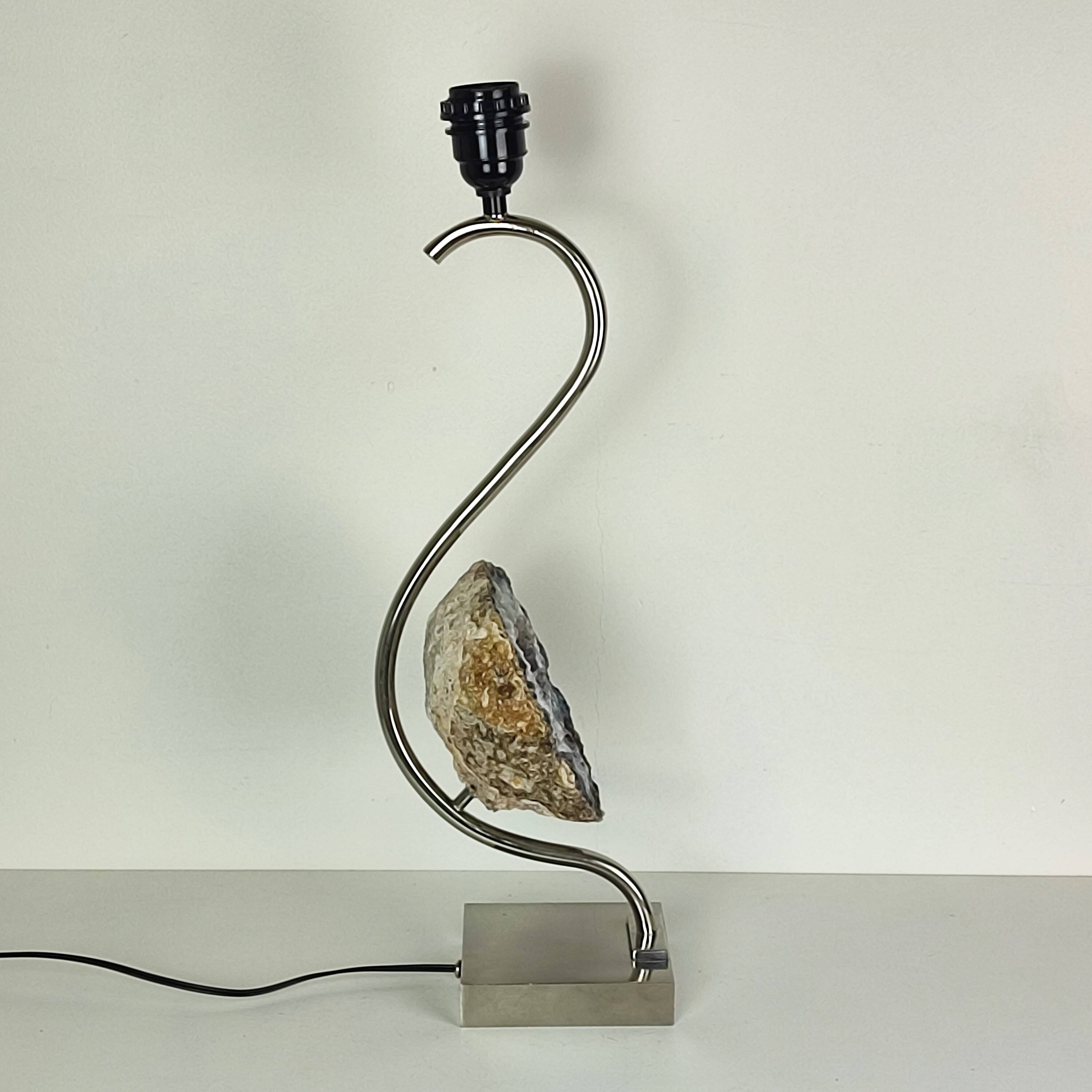 Pied de lampe chrome et améthyste du Brésil