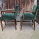Pair of bridge art deco velvet armchairs