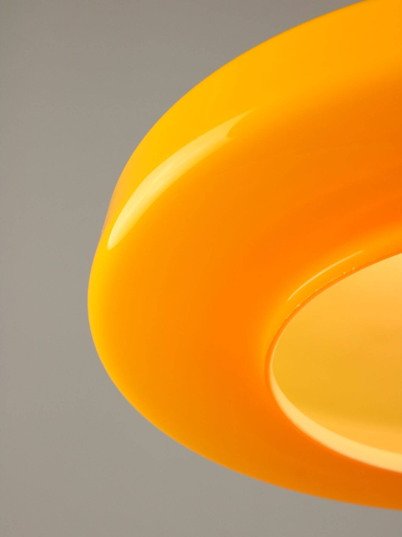 Mid-Century Italian Yellow Glass and Brass Pendant Lamp