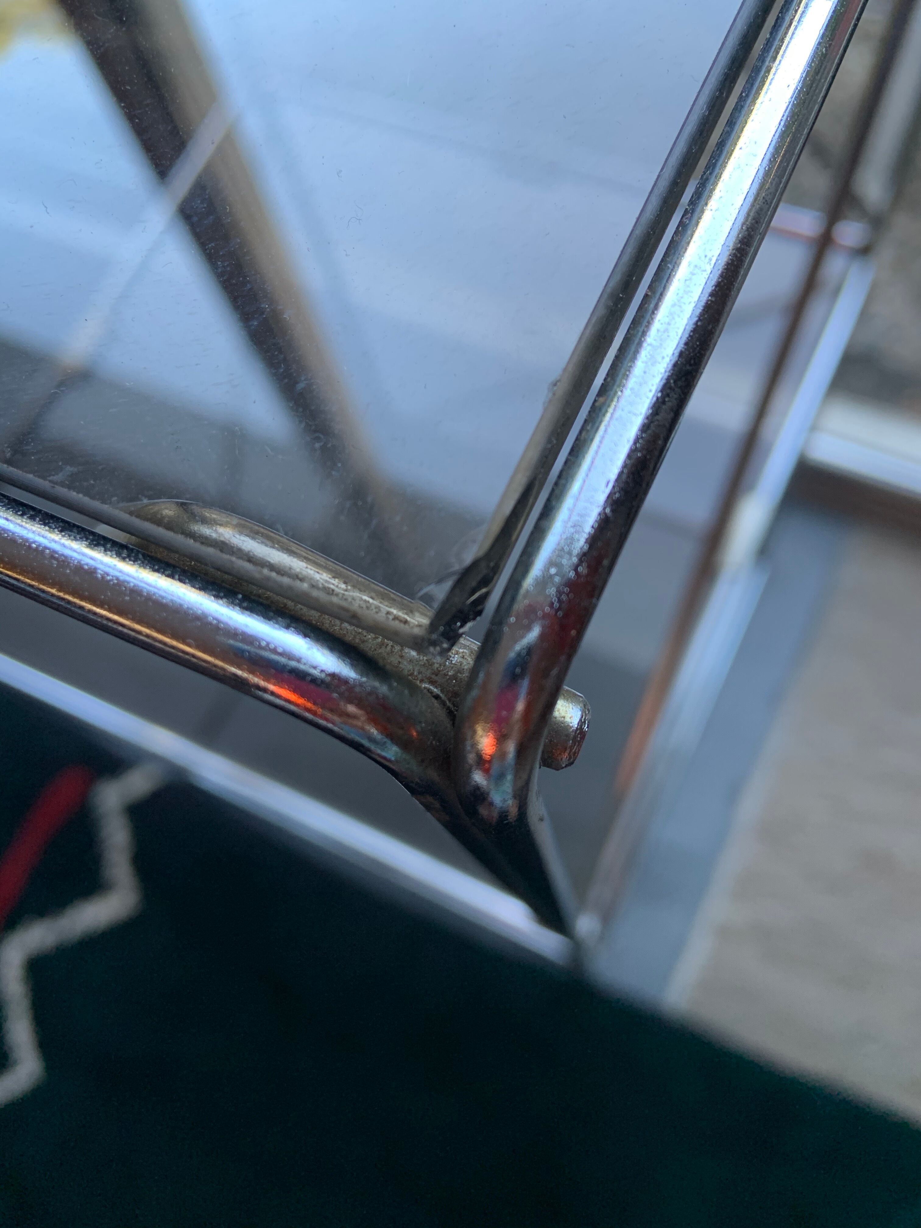 Chromium metal and glass side table 1970s