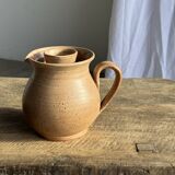 Vintage brutalist stoneware pink wine cooler pitcher H19