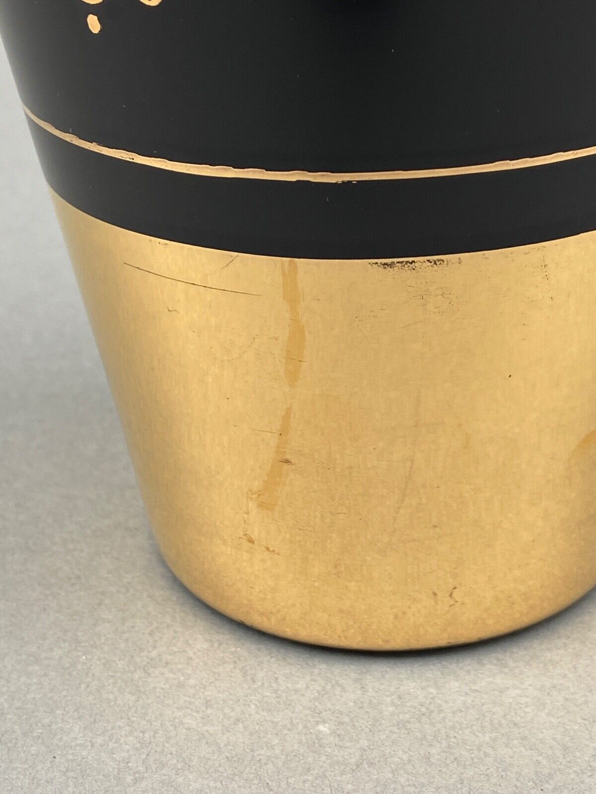 Vase in opaline or opaline glass 1960 decor golden antelopes