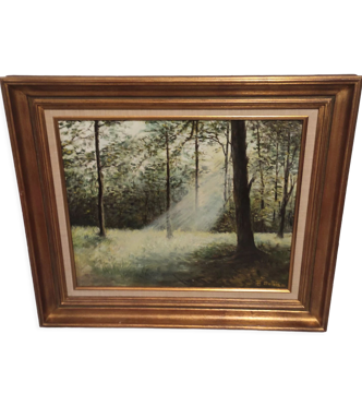 Tableau huile sur toile cadré et signé