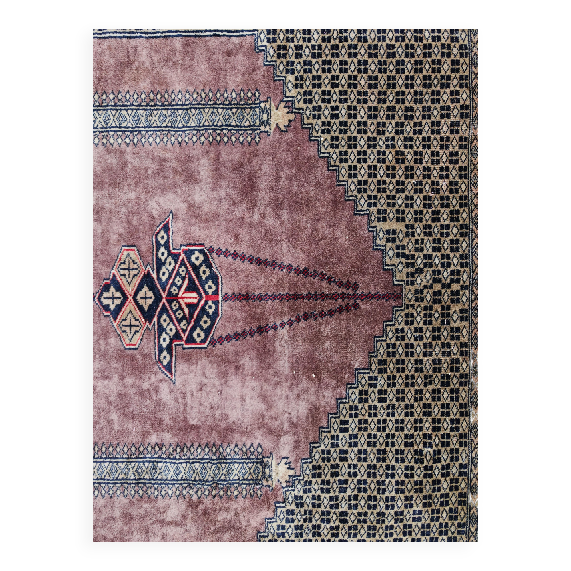 Vintage Anatolian prayer rug made of hand-knotted wool.