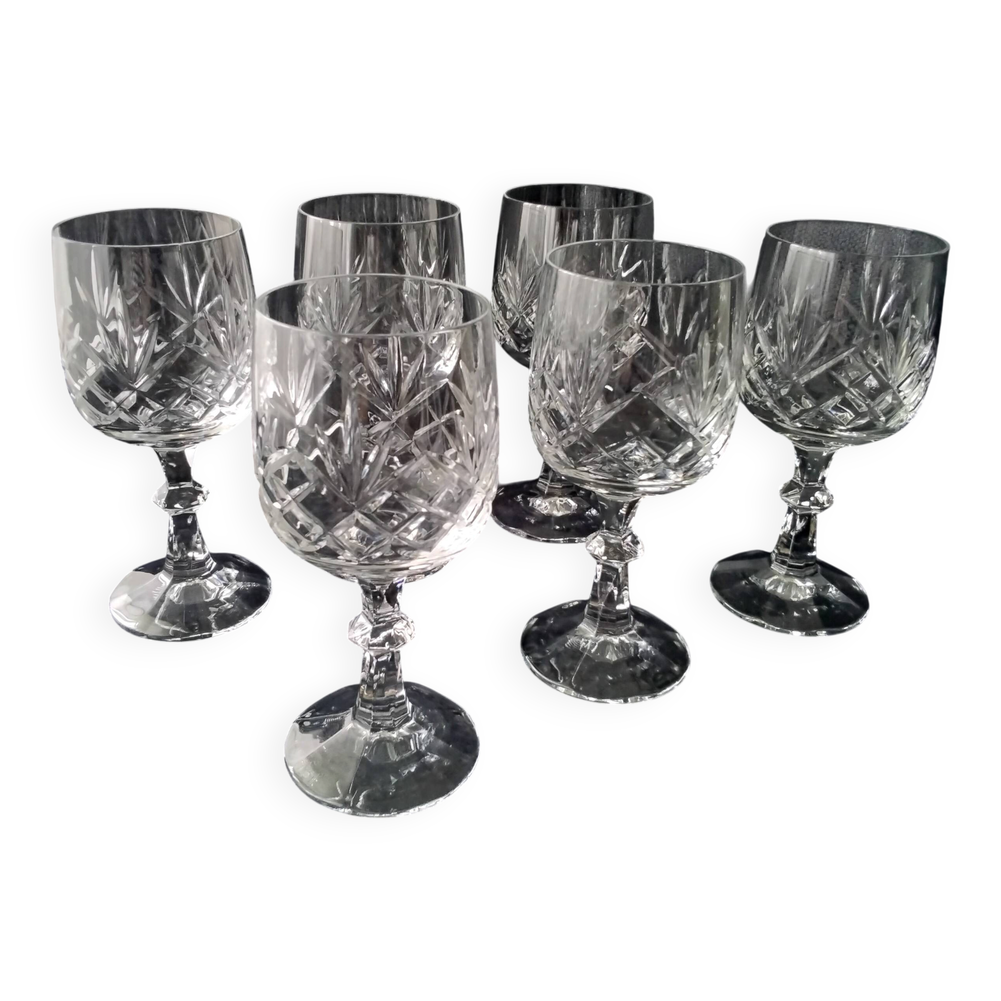 6 water glasses or large cut crystal wine glasses