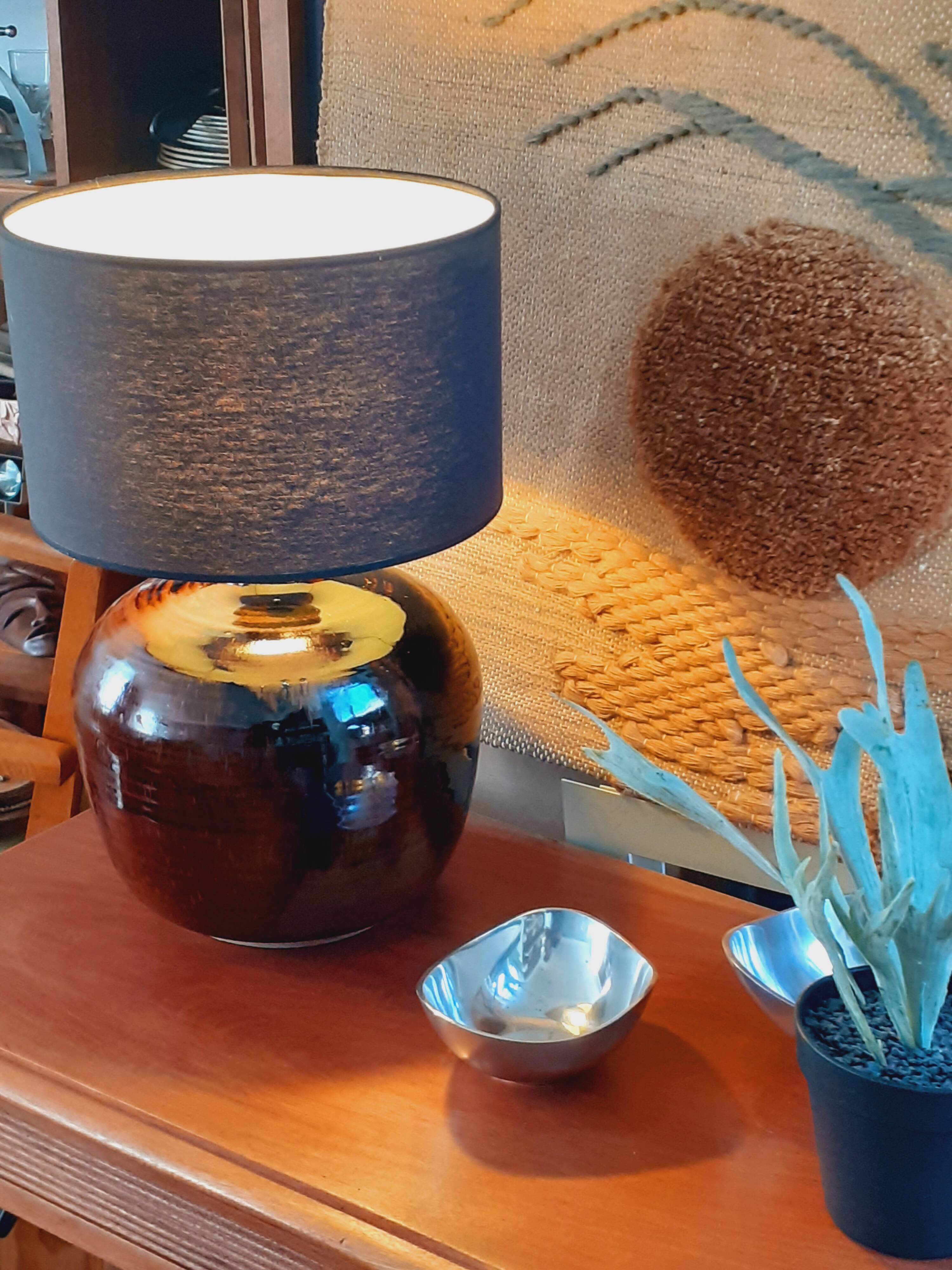 Glazed stoneware lamp base from the 1970s.