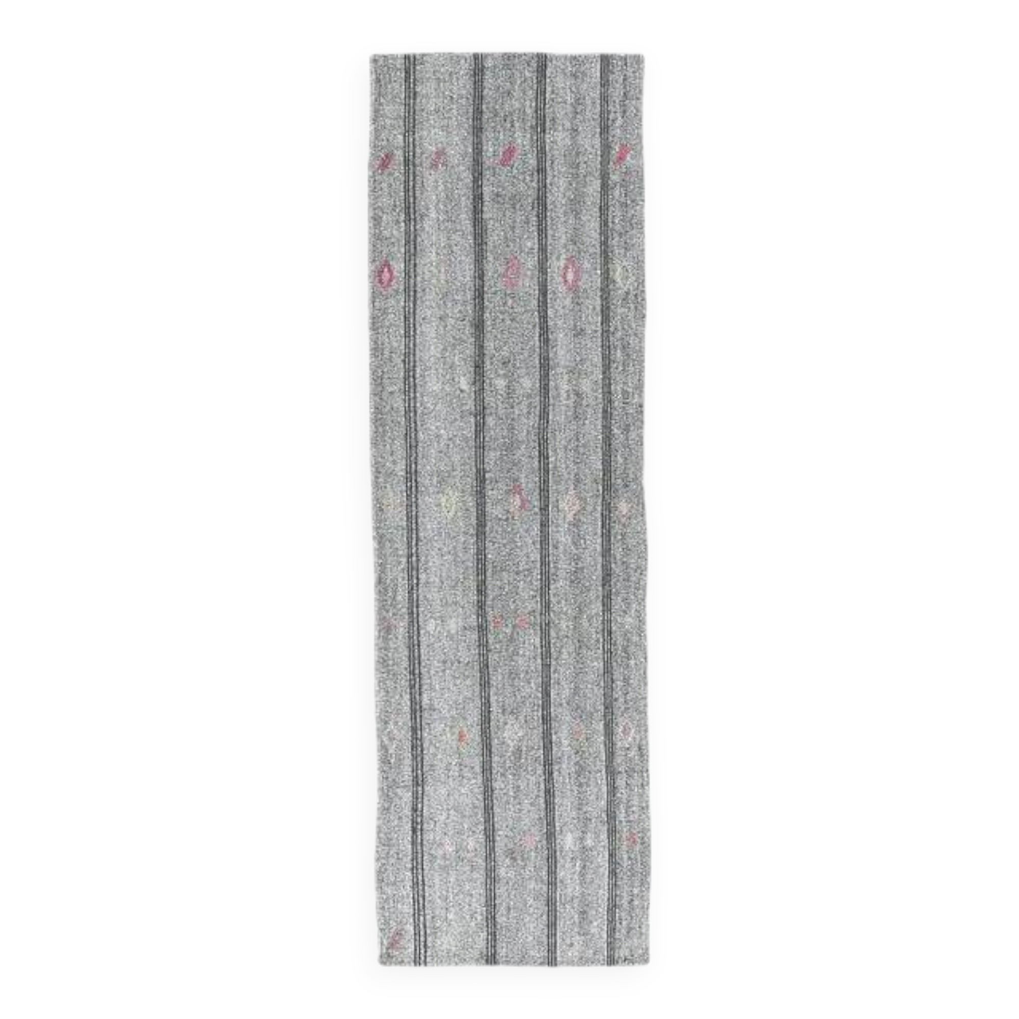 1970s Grey Natural Turkish Hand-Knotted Runner Rug 79x270