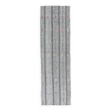 1970s Grey Natural Turkish Hand-Knotted Runner Rug 79x270