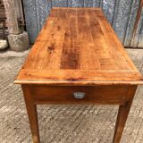 Antique cherry farmhouse table with 2 drawers and 1 pull-out