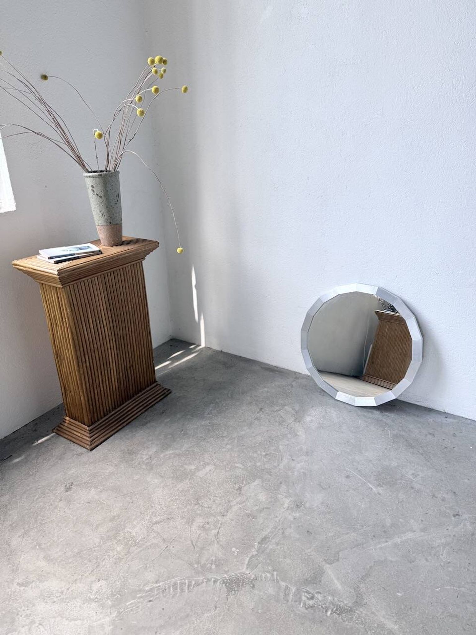 Miroir hexagonal métal brossé 1970
