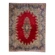 Antique 1920s Persian Kerman rug, floral medallion, red field, 273cm x 362cm