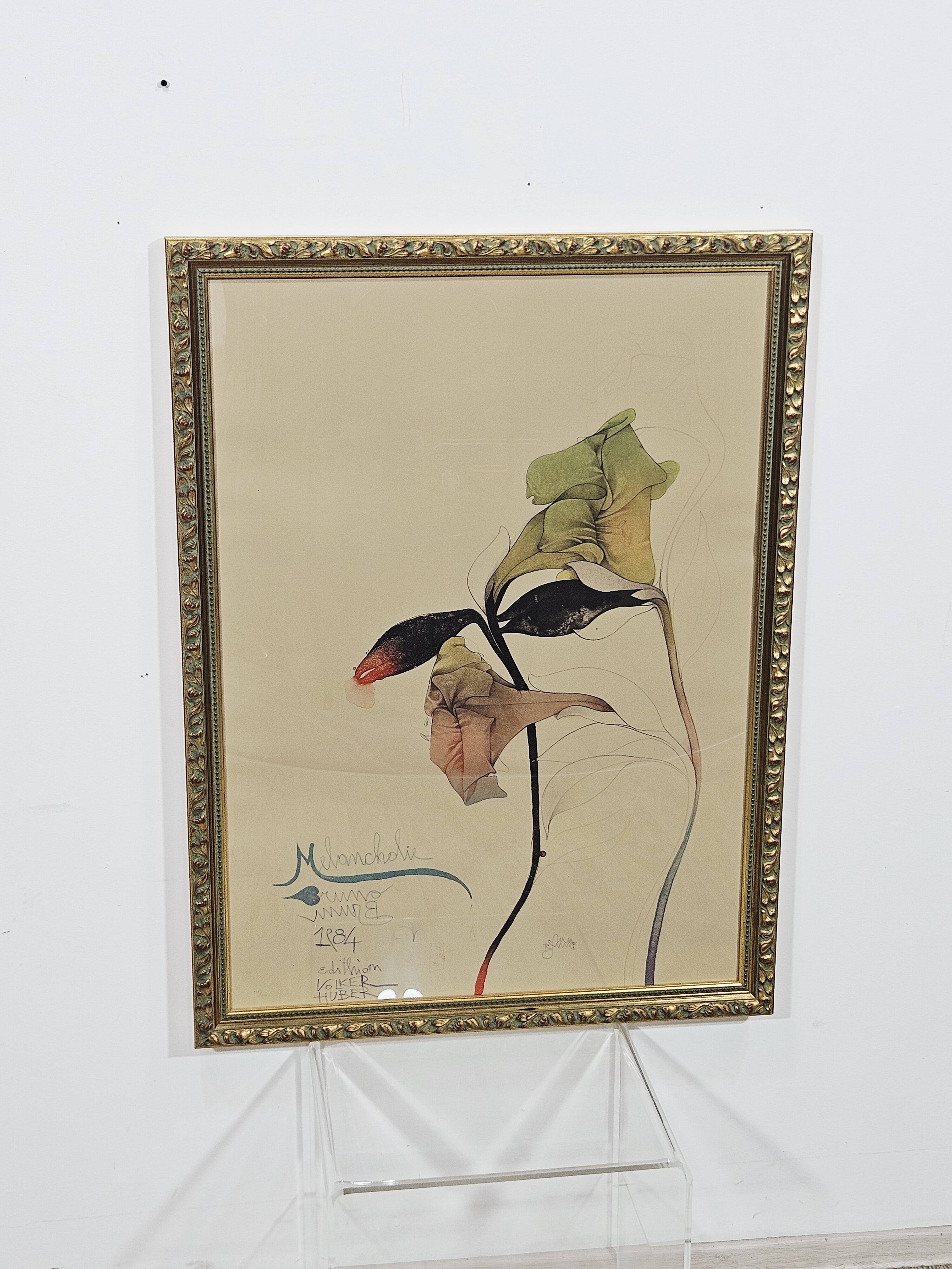 Lithograph Melancholy 109cm x 81cm, aut. B. Bruni, Edition Volker Huber