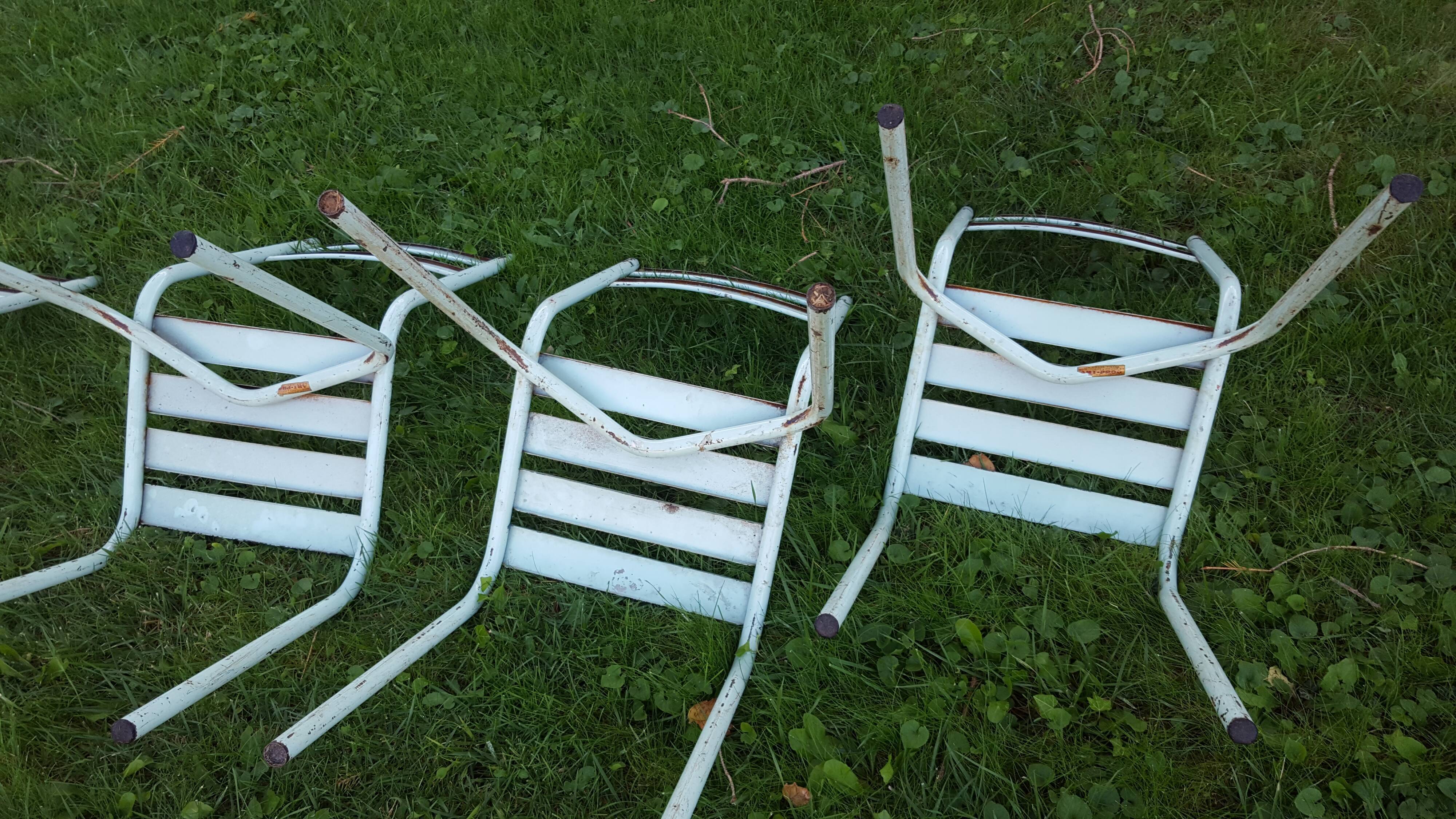 4 metal chairs, 50s
