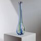 Vase en verre vintage Murano Archimede Seguso XL, transparent avec détails bleus et verts, forme citrouille, Italie années 1970