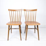Lot de 2 chaises vintage Mid-Century à barreaux en bois design danois rétro