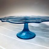 Blue vintage glass cake display