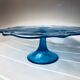 Blue vintage glass cake display