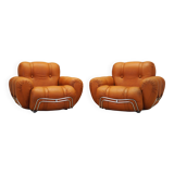 Set of orange armchairs, Space Age design, 1960s, production: Italy