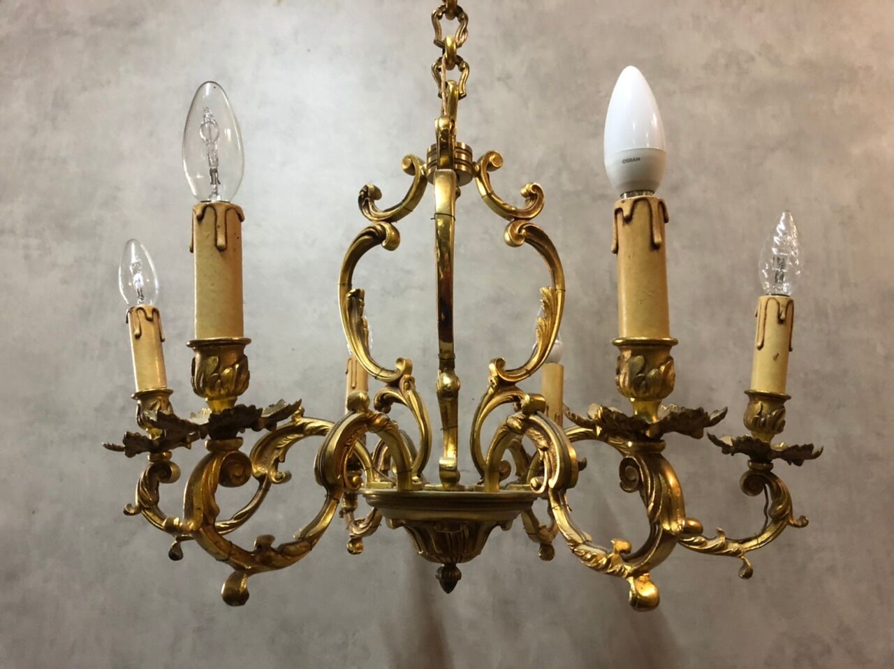 Louis XV bronze 6 lights chandelier