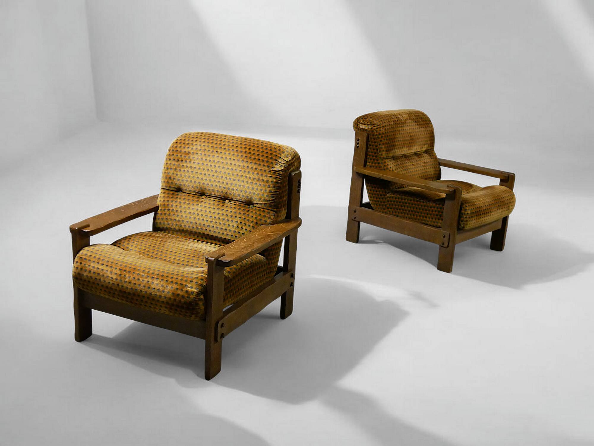 Brutalist Armchair Pair - Vintage 1950s 1960s